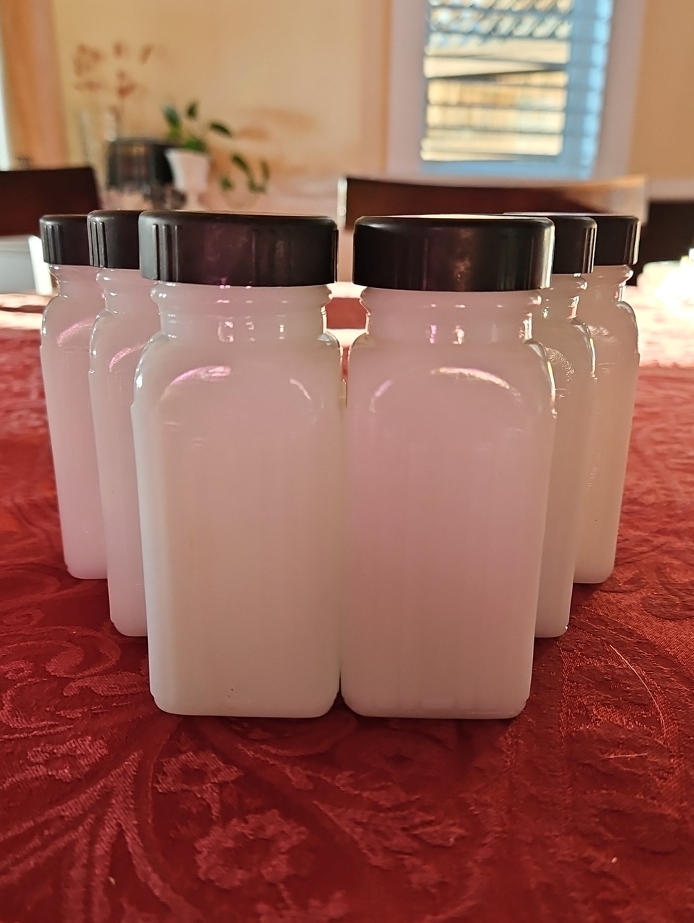 Vintage Griffith's Milk Glass Spice Jars - Lot of 6 Art Deco Mid Century